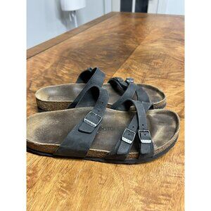 Birkenstock Franca Sandals Women Size 10 US 41 Brown Black Slip On Shoes Leather